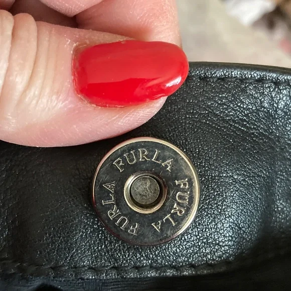 FURLA EUC Black Italian Pebbled Leather Hobo Bag with Braided Handle. - Picture 12 of 14